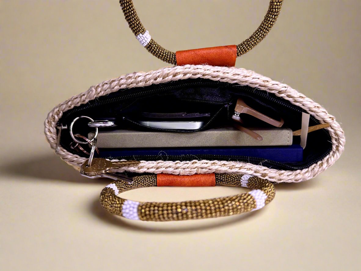 Brown-Beaded Clutch
