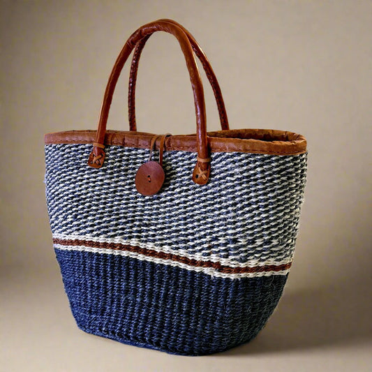 Frosted Blue Button Basket